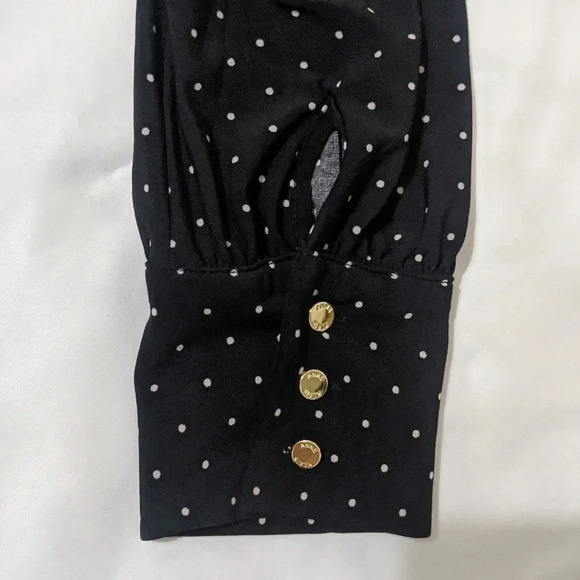 Anne Klein Long Sleeve Polka Dot Blouse, Color Black/White, Size M - Picture 8 of 12